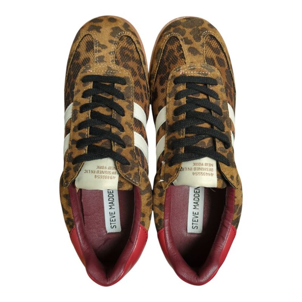 Steve Madden Women's Retro-Inspired Suede Lace-Up Sneaker - Leopard - Picture 5 of 6